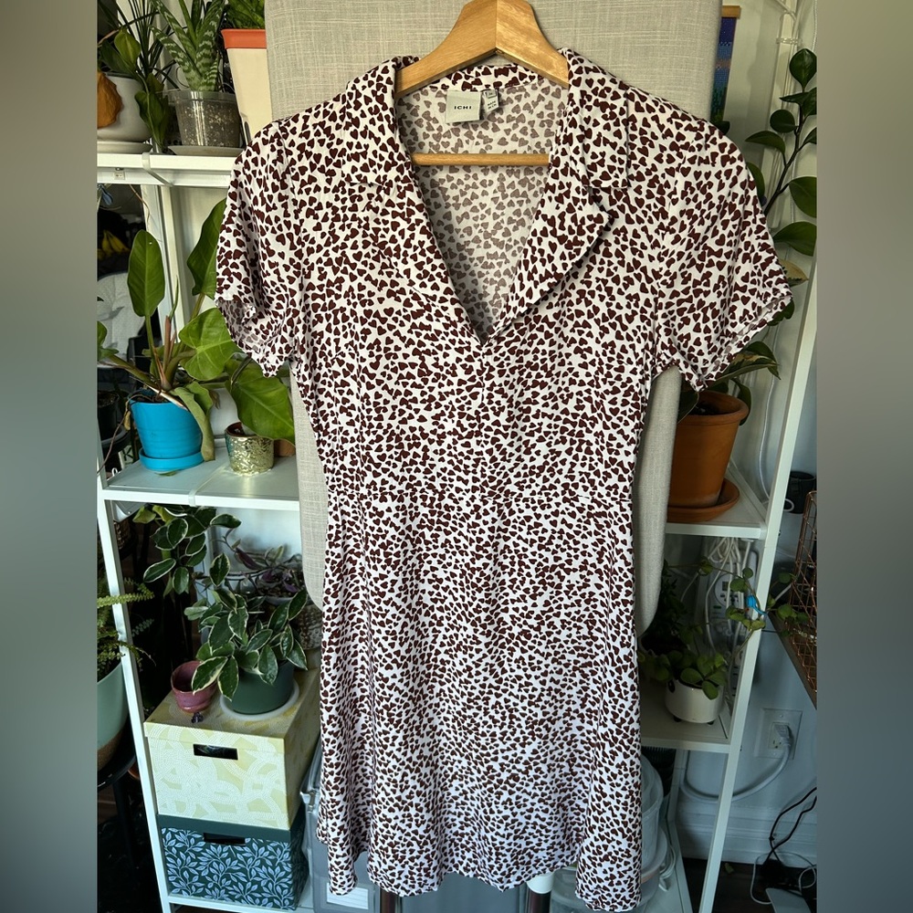 ASOS / Ichi White and Brown Heart Patterned Summer Dress - Picture 4 of 11